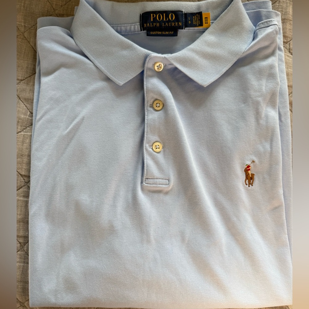 Ralph Lauren Sky Blue Custom Slim Fit Polo